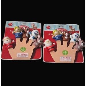 2 Sets Rudolph Red Nosed Reindeer Finger Puppets Clarice Bumble Hermey New